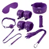 Lichee Pattern Artifical Leather Bondage Sets with Fluff BDSM Bondage Restraints Kit