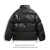 Men s Down Parkas tjock varm vinter pu läder solid motorcykel män bombplan par puffer jacka unisex kvinnor kappa high streetwear 231114