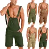 Męskie szorty Mężczyźni kombinezon wiele kieszeni Solidny kolor regulowany pasek Vintage Jumpsuits luźne ładunki romper swobodne spodnie sportowe
