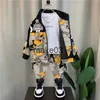 Clothing Sets 2022 Boys Babys Sets Fashion Jacket Letter Boy Clothing Suit Teenager Children Korean Coats Tops + Pants Cotton 2 3 6 8 10 year J231020