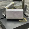 Zincir Debriyaj Altın Çanta Kadın Omuz Çantası Tasarımcı Crossbody Bag Zincirleri Küçük Tavalar Çantalar Küçük Debriyaj Tutucu Çanta Y Kadın Moda Elmas Çantalar