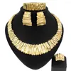 Necklace Earrings Set Exquisite Italian Gold Plated Jewelry Unique Women Big Style Latest Design 4 Pieces Jewelery Sets H0037