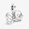 Passar pandora original armband 20st silver charms pärlor hund tass tryck katt älskare mina bästa vänner silver charms pärla för kvinnor diy europeiska halsbandsmycken