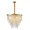 Lampes suspendues American Retro Style E14 Led Lights Painted Black / Gold Wrough Suspension Lustre Crystal Suspend Fixtures