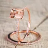 Solitaire Ring Elegant and luxurious rose gold colored ring suitable for women fashionable metal inlaid champagne stone wedding ring set engagement jewelry 231115