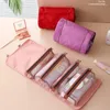 Storage Bags 4 In 1 Detachable Cosmetic Bag Portable Folding Large Capacity Travel Toiletry Zipper Mesh Separable Makeup Pouch