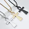 ペンダントネックレスAnka Ancient Egypt Men's Necklace Crossステンレス鋼チェーン祈りの宗教宝石