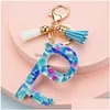 Key Rings Leather Tassel Acrylic Keychains Bag Charm Keyring Accessories Contactless Edc Door Opener Elevator Button Fashion Car Key C Dhigh