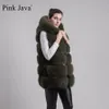 Vrouwen Bont Faux roze java 8062 vrouwen jassen winter echte bontjas natuurlijke vest kap gilet luxe jas 231115
