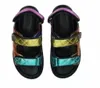 NOWOŚĆ KURT GEIGER SIEDZINY Platforma Kapcieczki Kobiety zszywanie luksusowego Rainbow Summer Flat Beach Sandal Designer Buty Buty Eagle Head Diamond Hook Loop Mens Heqwc