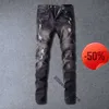 الجينز الأرجواني الجينز 50 OFF ~ جينز رجال Mens المصمم المتعثر المقطوع راكب الدراجة النارية Slim Fit Motorcycle Denim for Men Fashion Mans blant bants dorm hommes