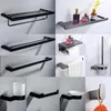 Bath Accessory Set Gunmetal Gun Black Grey Bathroom Accessories Brush Holder Double Towel Bar Hanger Paper Shelf Robe Hook Tumbler