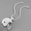 Hip Hop Jewelry Silver Sterling Iced Out Hockey Helmet Pendant med full isad kubansk länkkedja hänge halsband