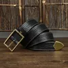 Bälten 3.8 cm Mensbälten Luxury Retro Supertjock äkta läderbälte Ceinture Designer Brass Belt Buckle Men's Belt för jeans 231115