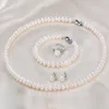 Wedding Jewelry Sets Dainashi Fashion 925 Sterling Silver Wedding Jewelry Sets For Women Real White Natural Freshwater Pearl 7-8mm Bread Round 231115