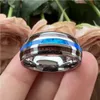 Bandringar 8mm volframkarbid bröllopsringar för män wemen multicolor opal chip koa trä inlay engagemang polerad färdig komfort passar 231114