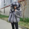 Frauen Pelz Faux 2023 Mode Echt Silber Jacke Frauen Mantel Mit Kapuze Ganze Haut Dicke Weiche Warme 231114