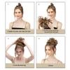 Syntetyczne peruki Niechlujne włosy Bun Chignon Scrunchies Fałszywe opaska Braid Elastyczny ogon do włosów dla kobiet owinięć kręcony ogon 231115