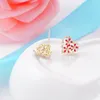 Boucles d'oreilles ESSFF tempérament coeur conception rouge processus d'égouttement pour les femmes filles cadeaux prévenir les Allergies Piercing tendance bijoux