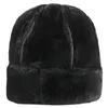 Beanie/Skull Caps Spessore Outdoor Cappello invernale caldo Uomo Pelliccia nera Pelle Russo maschio antivento Berretto da sci da neve Foderato in pile 231115