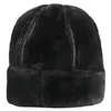 Beanie/Skull Caps Thick Outdoor Warm Winter Hat Men Black Fur Leather Russian Male Windproof Snow Ski Cap Fleece Lined 231115