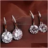 Charm JLN 925 Sterling Sier Dangle Pendiente Gancho Redondo AAA Cubic Zircon Joyería elegante simple para la entrega de la gota Pendientes de joyería Dhqew