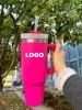 40oz Pink Tumblers Cup med handtag isolerat rostfritt stål tumlare lock halmbilar röer kaffetumbler termos koppar klara fartyg 1115