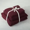 Ensembles de literie 4pcs Jersey de coton Tissu tricoté Ensemble de chambre à coucher de luxe Rouge foncé Linge de lit de couleur unie