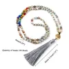 Anhänger Halsketten 7 Chakra Perlen Halskette für Frauen Männer 6mm Amazonit Naturstein 108 Perlen Charm Baum des Lebens Tribal Quaste Schmuck