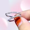 Genuine 18K white gold pave Diamond Ring Fine Jewelry Simple Round Thin Rings for Women Element Ring gift 2519636