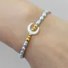 Braccialetto con perline di perle naturali irregolari femminili Braccialetti eleganti con ciondolo a forma di luna Fascino minimalista per gioielli da donna per ragazze