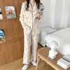 Women's Sleep Lounge kaii cartoon bear pajama set women home clothes pant double layer gauze comfortable men sleepwear couple home suit cotton L772 zln231115