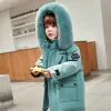 Real Fur White Duck Down Coats 2024 Winter Children Midi Length Down Jacket New Warm Kids Boys Thicken Coat Hooded Baby Snowsuit