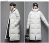 Parkas de plumón para hombre, versión coreana, chaqueta de plumón para hombre por encima de la rodilla, abrigo largo grueso de descubrimiento de pato para parejas, ropa cálida con capucha para amantes del invierno L231115