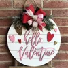 Fiori decorativi San Valentino Cartello di benvenuto Cartelli rotondi in legno per decorazioni per la casa Decorazione per porta Ghirlanda di giorno Crea atmosfera Cuore rosso