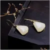 Dangle Lustre Designer Original Gilt Craft Naturel Hetian Jade Géométrique Boucles D'oreilles Simple Rétro Exquis Dames Sier J Dhgarden Dhhlj