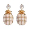 Stud Earrings Cute Colorful White Pearl Pineapple For Women Girl Fruit Design High Quality Ear Jewelry Summer Fashion Gift