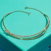 Lyx mode hänge t halsband tiffanyliess klassiskt par hjärthalsband mode hög quali titanium knut krage knuten den stora kragen