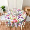 Bordduk Spring Summer Floral Round Tracloth 60in Flower Table kläder Multicolor Rustik återanvändbar cirkelbordsskydd för picknickparti 231115