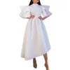 Casual Dresses Tilorraine Women Dress 2023 Summer Double Layer Ruffle Sleeve Solid Color Big Swing European och American Evening Wedding