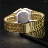 Armbanduhren Elegante Digitaluhr Damen Gold Silber Edelstahl Business Damen Elektronische Armbanduhren Herren Uhr Zegarek Damski