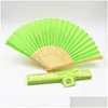 Party Favor personnalisée Luxurious Silk Fold Hand Fan Fabricant de logo Gravé personnalisé AVANTS AVEC BOX BOX BOX FAVORS FAVOR DROP DE DHHTC