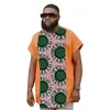 Camisetas masculinas camisa de retalhos de retalhos masculino mix de laranja tops africanos de manga curta masculino nigeriano moda impressão de casamento roupa de casamento