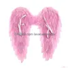 Decorazione della festa Angel Feather Wings Halloween Christmas Props Stage Performance Show Layout Black Red White Y220610 Drop Deli Dhdkp