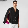 Herrjackor Fashion Men Blazer Patchwork Lapel Streetwear Shiny Elegant Cloak Double Breasted 2023 Casual Men Ponchos Suits S-5XLL231115