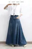 Skirts 2023 Long Maxi A-line Skirt Women Elastic Waist Spring Autumn Denim Jeans Vintage Big Hem M-2XL