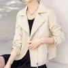 0C Leather Patina Faux Leather Original Leather Changes Color Level 1-2-3 Women's Outerwear Lapel Motorcycle Leather Jacket