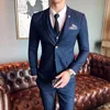 Herrenanzüge, Blazer, S-7XL, Blazer, Weste, Hosen, Bräutigam, Hochzeitskleid, dunkel kariert, klassisch, Retro, formeller Business-Anzug für Herren, dreiteiliges Set 231115