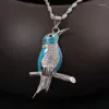 Kedjor Real S925 Sterling Silver Söt fågelhänge Kvinnlig Enkel mode Etnisk Kingfisher Literary Hanfu Halsband CLAVICLE Kedja