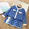 blu bambini abiti firmati ragazza Set di abbigliamento maglione cuore scozzese cardigan Gonna principessa cappotto per bambini Regalo di Natale